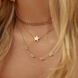 Isaac Mayer Evil Eye Necklace 14K Rose Gold